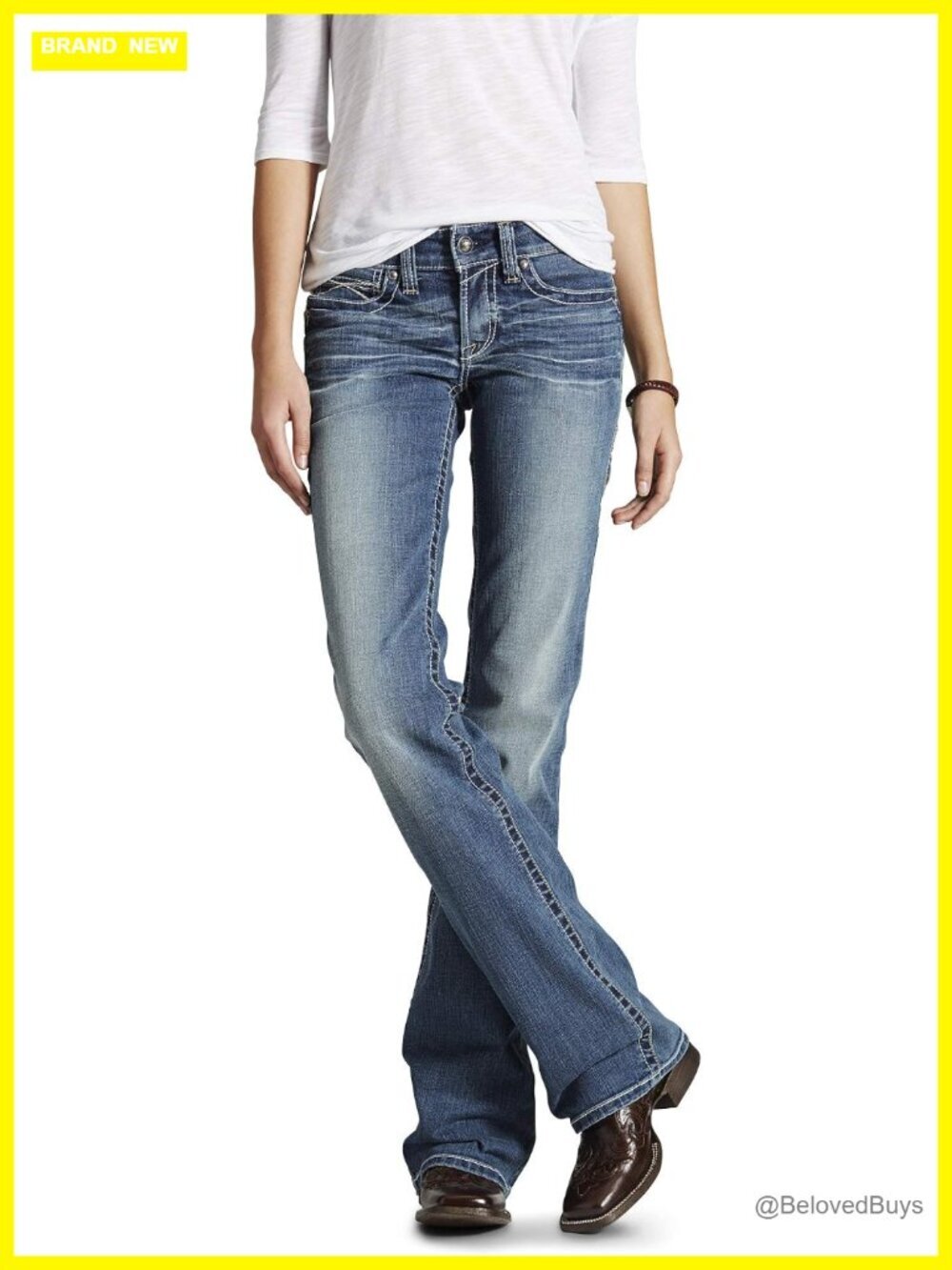Mid Rise Boot Cut Stretch Denim Jeans